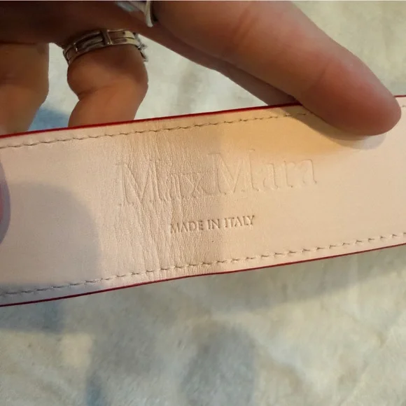 MAX MARA LEATHER BAG STRAP 30” NWT Red and White Floral Hibiscus Strap - Picture 6 of 6